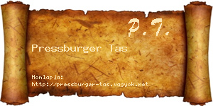 Pressburger Tas névjegykártya
